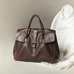 Large Elegant Soft Genuine Leather Tote Briefcase for Women