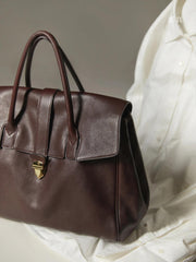 Large Elegant Soft Genuine Leather Tote Briefcase for Women