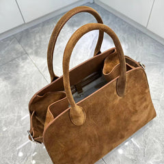 Autumn & Winter Italian Suede Leather Large Commuter Tote, Fashion Women's Shoulder & Crossbody Handbag, Leather Everyday Bag