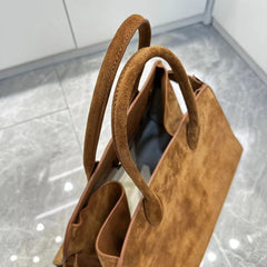 Autumn & Winter Italian Suede Leather Large Commuter Tote, Fashion Women's Shoulder & Crossbody Handbag, Leather Everyday Bag