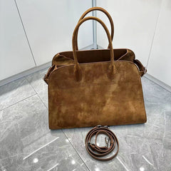 Autumn & Winter Italian Suede Leather Large Commuter Tote, Fashion Women's Shoulder & Crossbody Handbag, Leather Everyday Bag