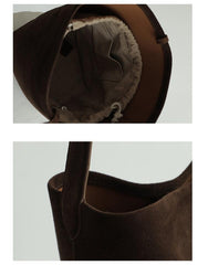 Autumn & Winter New Suede Leather Shoulder Bucket Bag | Minimalist Daily Commuter Bucket Bag for Women