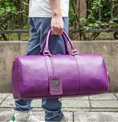 Blue Purple Fashion Duffel Bag Premium Leather Travel Duffel Bag | Men's or Women's Carry-All Duffel - Handcrafted Waterproof Gym Carry-On with Shoe Compartment,