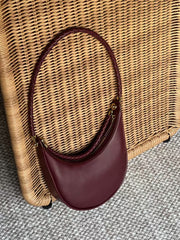 Braided Strap Lambskin Leather Hobo Bag | Handheld, Shoulder, and Crossbody Crescent Bag