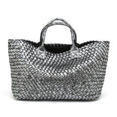 Chic Serpent Print Tote Bag - Luxurious Metallic & Vivid Hues Handwoven Vegan Leather Tote/Weekend Bag