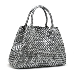 Chic Serpent Print Tote Bag - Luxurious Metallic & Vivid Hues Handwoven Vegan Leather Tote/Weekend Bag