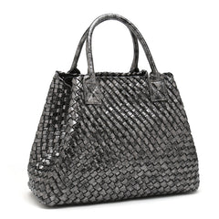 Chic Serpent Print Tote Bag - Luxurious Metallic & Vivid Hues Handwoven Vegan Leather Tote/Weekend Bag