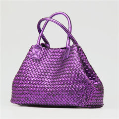 Chic Serpent Print Tote Bag - Luxurious Metallic & Vivid Hues Handwoven Vegan Leather Tote/Weekend Bag