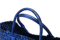 Chic Serpent Print Tote Bag - Luxurious Metallic & Vivid Hues Handwoven Vegan Leather Tote/Weekend Bag