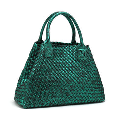 Chic Serpent Print Tote Bag - Luxurious Metallic & Vivid Hues Handwoven Vegan Leather Tote/Weekend Bag