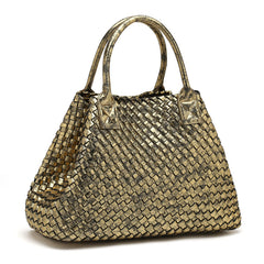 Chic Serpent Print Tote Bag - Luxurious Metallic & Vivid Hues Handwoven Vegan Leather Tote/Weekend Bag