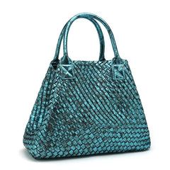 Chic Serpent Print Tote Bag - Luxurious Metallic & Vivid Hues Handwoven Vegan Leather Tote/Weekend Bag