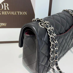 Classic Caviar/Lambskin Flap Bag with Chain Ball | Genuine Caviar Leather Crossbody Bag, Leather Shoulder Purse, Chain Strap Lock Bag, Christmas Gift