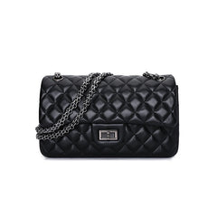 Classic Style DIAMONDS Genuine Leather Shoulder Bag, Minimalist Bag, Iconic Black Crossbody Bag, Quilted Elegant Bag, Eternal Fashion Bag