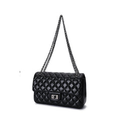 Classic Style DIAMONDS Genuine Leather Shoulder Bag, Minimalist Bag, Iconic Black Crossbody Bag, Quilted Elegant Bag, Eternal Fashion Bag