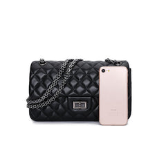 Classic Style DIAMONDS Genuine Leather Shoulder Bag, Minimalist Bag, Iconic Black Crossbody Bag, Quilted Elegant Bag, Eternal Fashion Bag