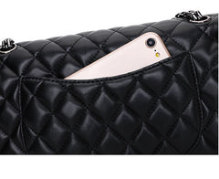 Classic Style DIAMONDS Genuine Leather Shoulder Bag, Minimalist Bag, Iconic Black Crossbody Bag, Quilted Elegant Bag, Eternal Fashion Bag