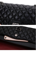 Classic Style DIAMONDS Genuine Leather Shoulder Bag, Minimalist Bag, Iconic Black Crossbody Bag, Quilted Elegant Bag, Eternal Fashion Bag