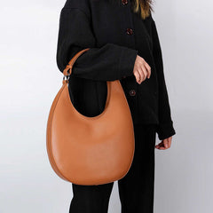 Crescent Hobo Bag in Smooth Genuine Leather | Versatile Crossbody Handbag