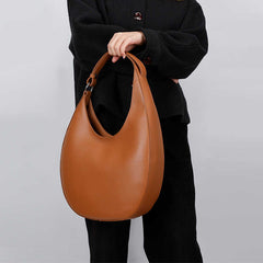 Crescent Hobo Bag in Smooth Genuine Leather | Versatile Crossbody Handbag