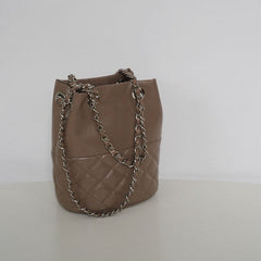 Elegant Calfskin Quilted Chain Bucket Bag | Fashion Quilted Shoulder & Crossbody Bag