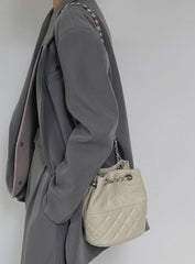 Elegant Calfskin Quilted Chain Bucket Bag | Fashion Quilted Shoulder & Crossbody Bag