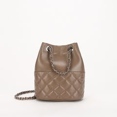 Elegant Calfskin Quilted Chain Bucket Bag | Fashion Quilted Shoulder & Crossbody Bag