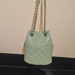 Elegant Calfskin Quilted Chain Bucket Bag | Fashion Quilted Shoulder & Crossbody Bag