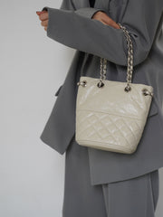 Elegant Calfskin Quilted Chain Bucket Bag | Fashion Quilted Shoulder & Crossbody Bag