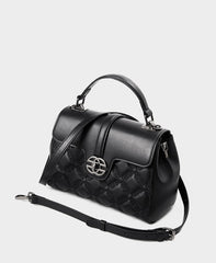 Elegant Genuine Leather Women's Diamond Quilted Handbag, Versatile Cowhide Leather Shoulder Bag for Daily Use