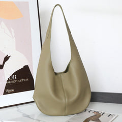 Essentials Genuine Leather Slouch Hobo Bag, Must-have Fashion Designer Bucket Tote Bag