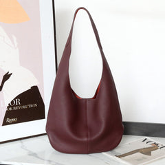 Essentials Genuine Leather Slouch Hobo Bag, Must-have Fashion Designer Bucket Tote Bag