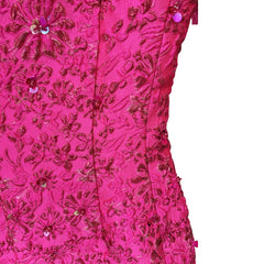 Fashion Runway Fuchsia: Jacquard Handcrafted Beaded Party Dress and Jacket | Semi-Formal Dress, Evening Gown, Wedding Dress