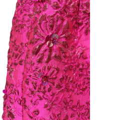 Fashion Runway Fuchsia: Jacquard Handcrafted Beaded Party Dress and Jacket | Semi-Formal Dress, Evening Gown, Wedding Dress