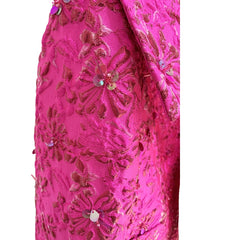 Fashion Runway Fuchsia: Jacquard Handcrafted Beaded Party Dress and Jacket | Semi-Formal Dress, Evening Gown, Wedding Dress