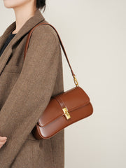 Genuine Leather Baguette Bag | Minimalist Shoulder Bag | Timeless Women's Crossbody Bag