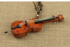 Handcrafted Full Grain Leather Mini Violin & Double Bass Bag Charm – Leather Musical Instrument Keychain Decoration