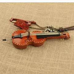 Handcrafted Full Grain Leather Mini Violin & Double Bass Bag Charm – Leather Musical Instrument Keychain Decoration