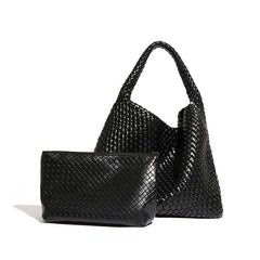 Handwoven Large Vegan Leather Tote Bag for Women