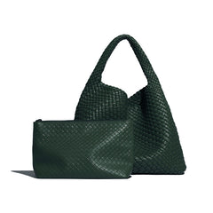 Handwoven Large Vegan Leather Tote Bag for Women