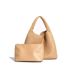 Handwoven Large Vegan Leather Tote Bag for Women