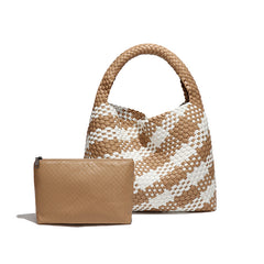 Handwoven Large Vegan Leather Tote Bag for Women