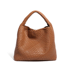 Handwoven Large Vegan Leather Tote Bag for Women