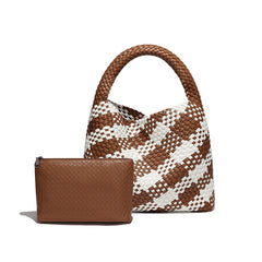 Handwoven Large Vegan Leather Tote Bag for Women