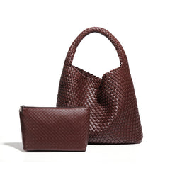 Handwoven Large Vegan Leather Tote Bag for Women