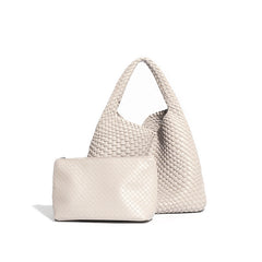 Handwoven Large Vegan Leather Tote Bag for Women