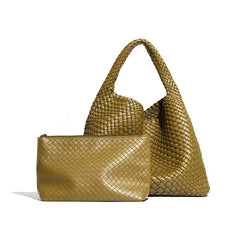 Handwoven Large Vegan Leather Tote Bag for Women