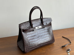 High-end Luxury Classic Togo Leather Bag with Silver-Tone Hardware and Crocodile Pattern — A Must-Have Designer Bag, Perfect Gift for Her