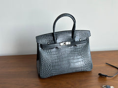 High-end Luxury Classic Togo Leather Bag with Silver-Tone Hardware and Crocodile Pattern — A Must-Have Designer Bag, Perfect Gift for Her