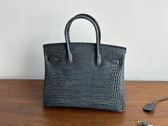 High-end Luxury Classic Togo Leather Bag with Silver-Tone Hardware and Crocodile Pattern — A Must-Have Designer Bag, Perfect Gift for Her